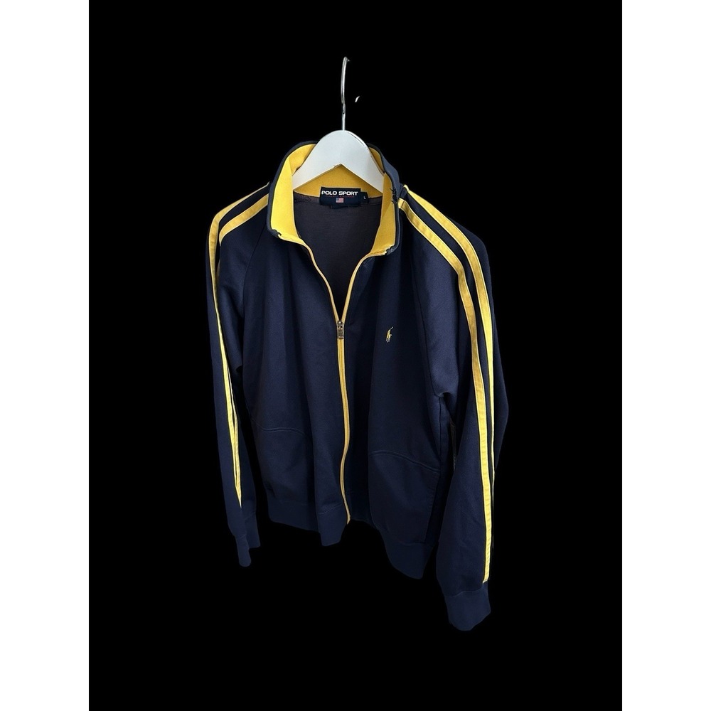 Ralph Lauren Polo Sport Track Jacket Blue Yellow Zip Large Vintage 90's Flaws